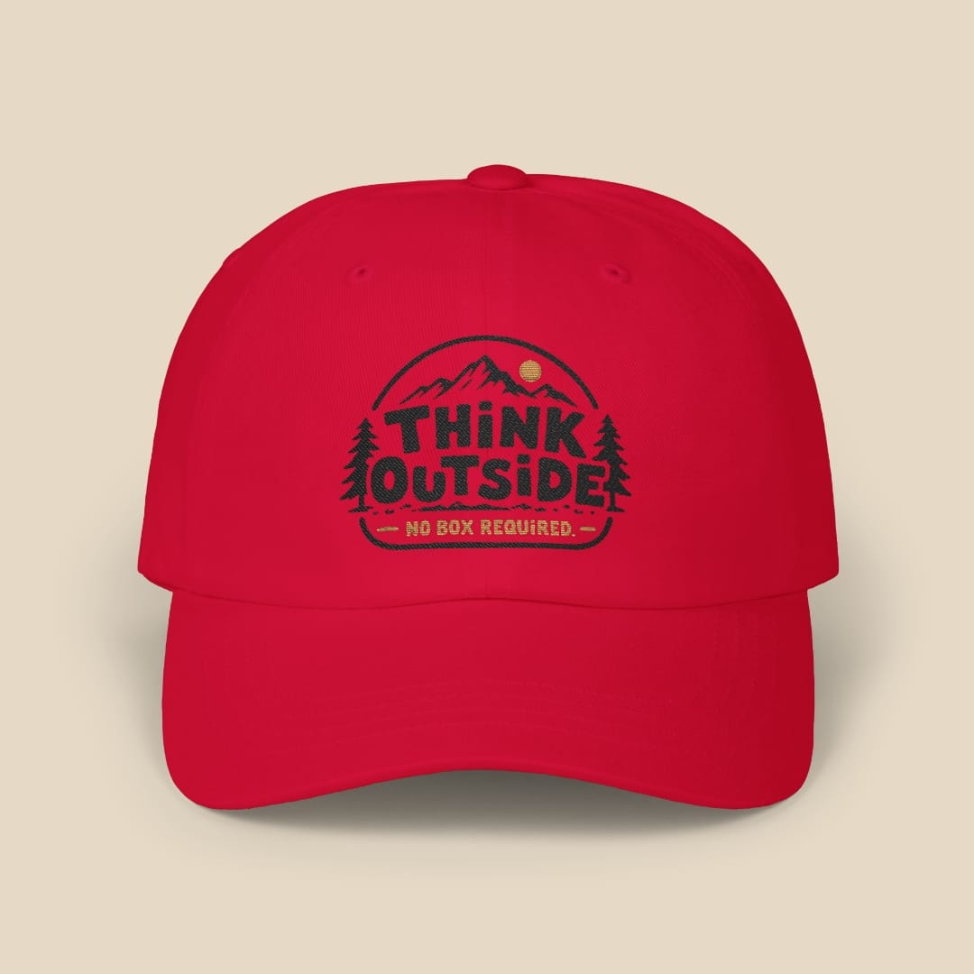 Think Outside No Box Cap Hike Tee Hats Cranberry