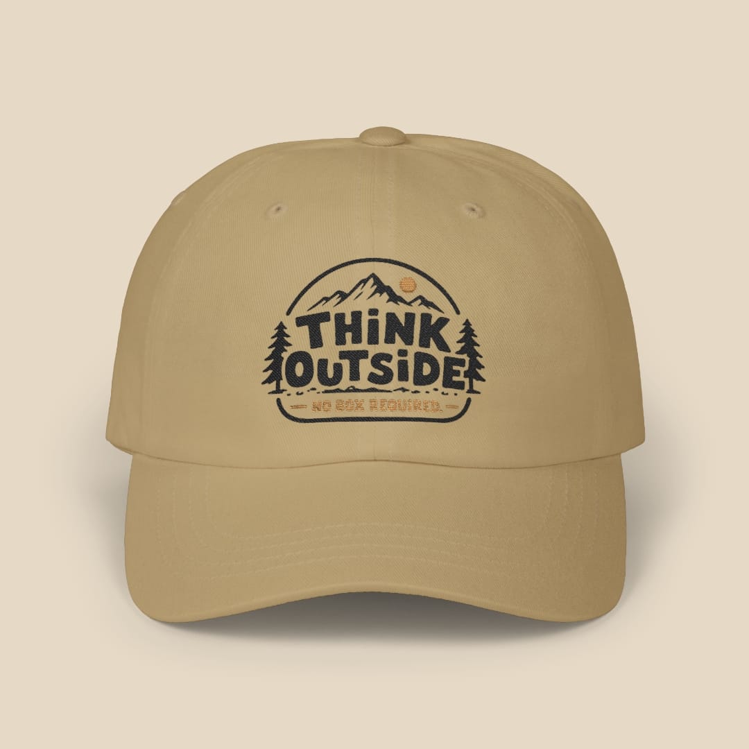Think Outside No Box Cap Hike Tee Hats Khaki