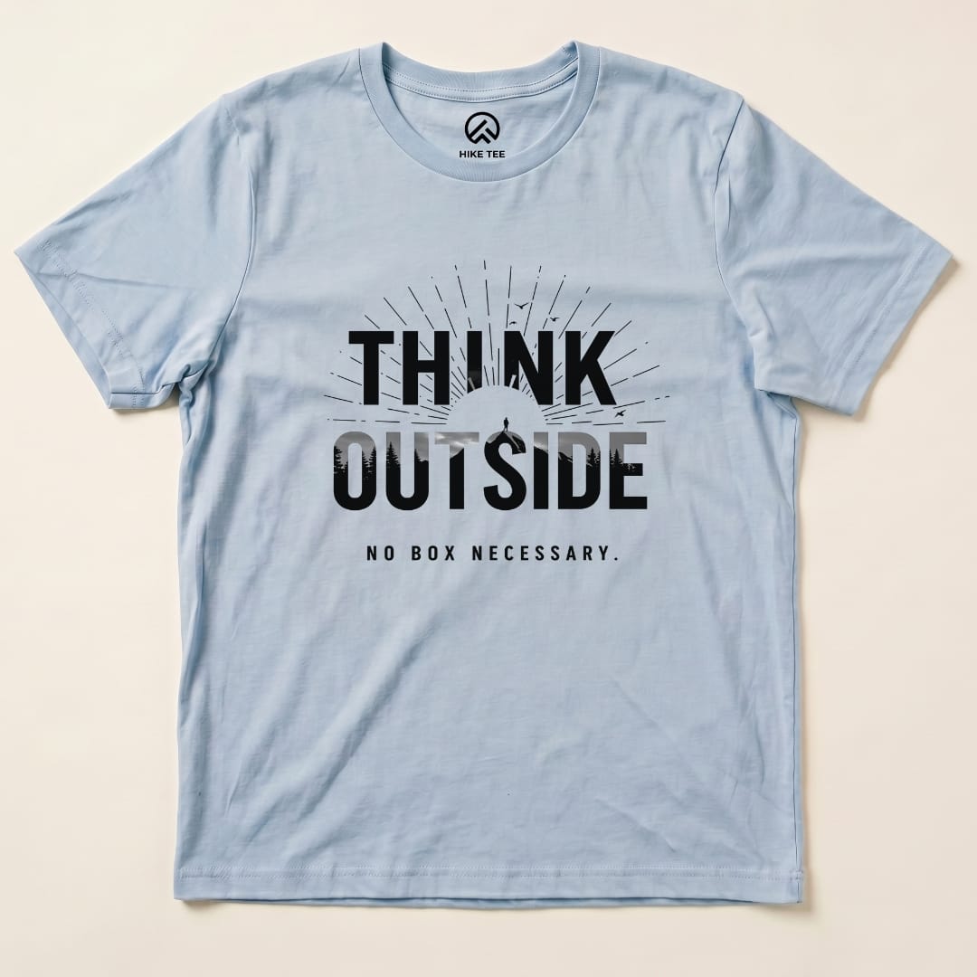 Think Outside No Box Necessary Shirt Hike Tee T-Shirt Baby Blue / S