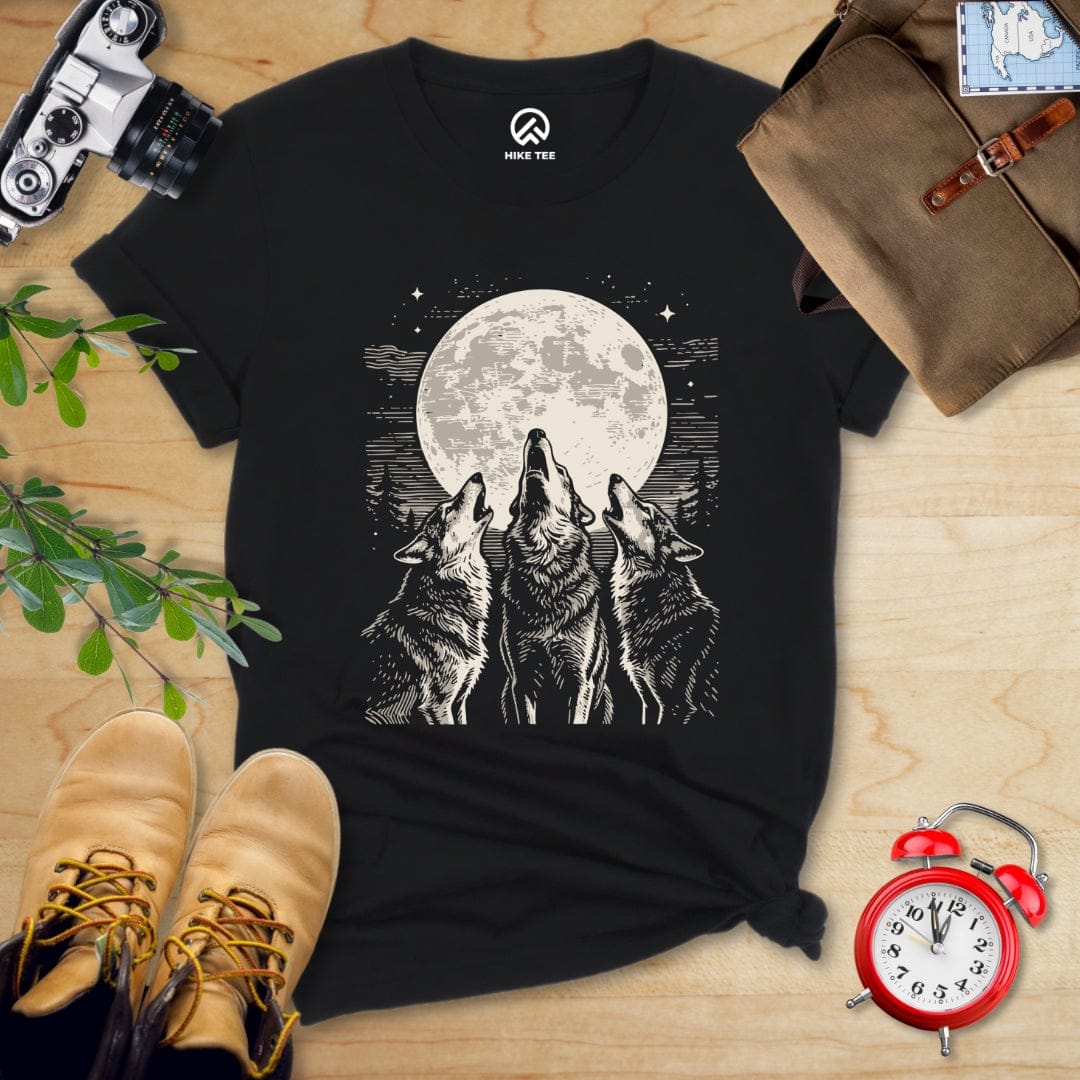 Hike Tee T-Shirt Black / S Three Wolf and Moon Shirt