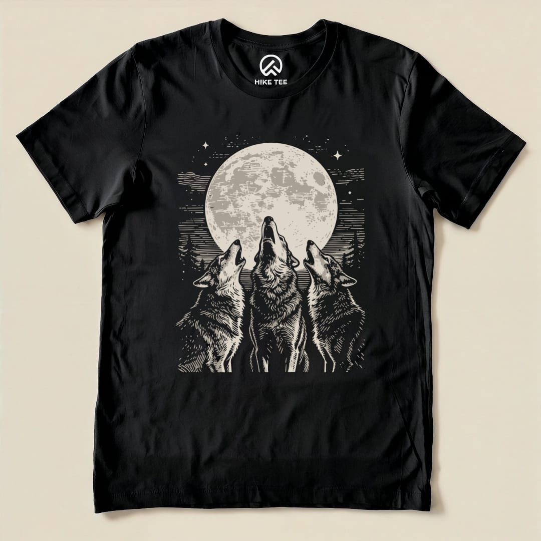 Hike Tee T-Shirt Black / S Three Wolf and Moon Shirt