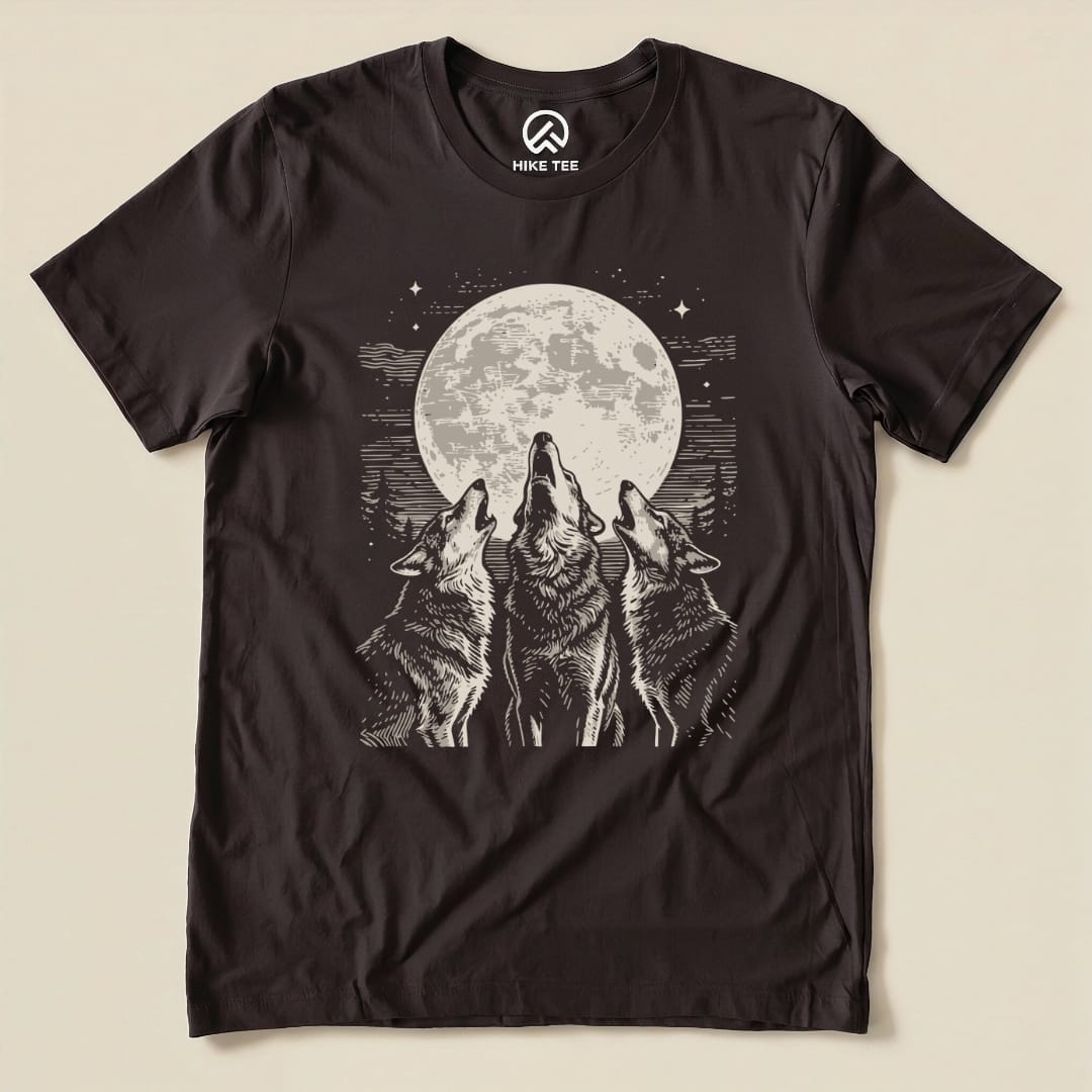 Hike Tee T-Shirt Brown / S Three Wolf and Moon Shirt