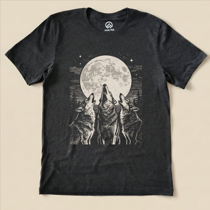 Hike Tee T-Shirt Dark Grey Heather / S Three Wolf and Moon Shirt