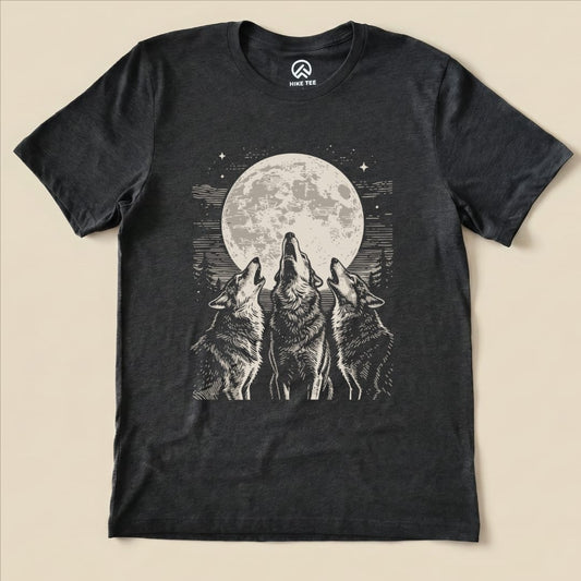 Hike Tee T-Shirt Dark Grey Heather / S Three Wolf and Moon Shirt