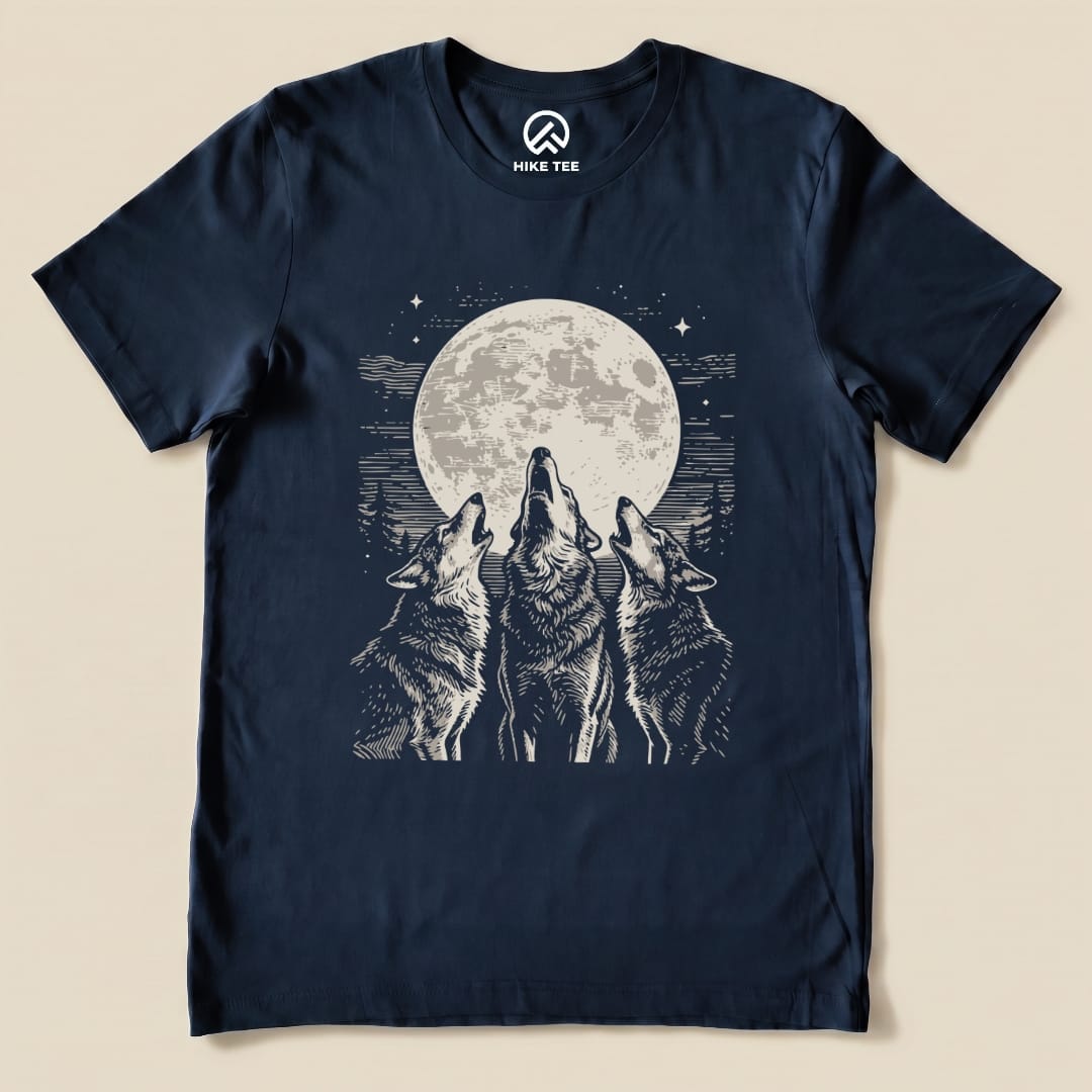 Hike Tee T-Shirt Navy / S Three Wolf and Moon Shirt