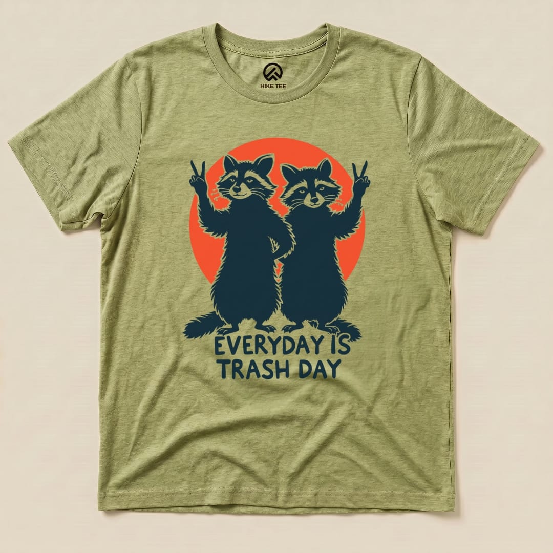 Trash Day Raccoon Shirt Hike Tee T-Shirt Heather Green / S