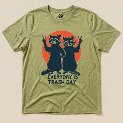 Trash Day Raccoon Shirt Hike Tee T-Shirt Heather Green / S