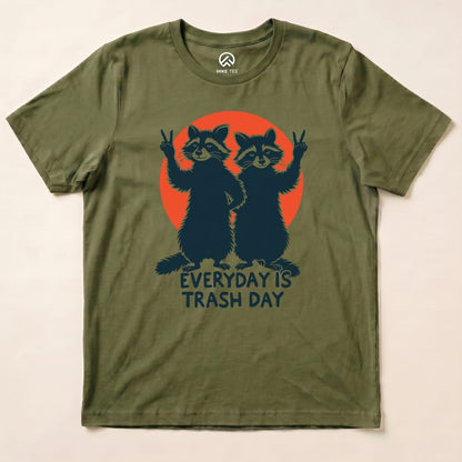 Trash Day Raccoon Shirt Hike Tee T-Shirt Military Green / S