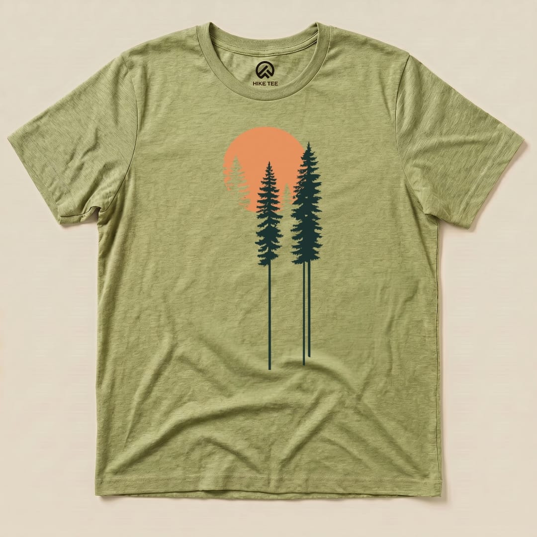 Trees and Moon Shirt Hike Tee T-Shirt Heather Green / S