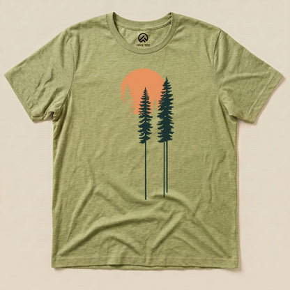 Trees and Moon Shirt Hike Tee T-Shirt Heather Green / S