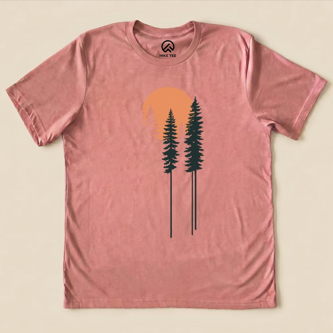 Trees and Moon Shirt Hike Tee T-Shirt Heather Mauve / S