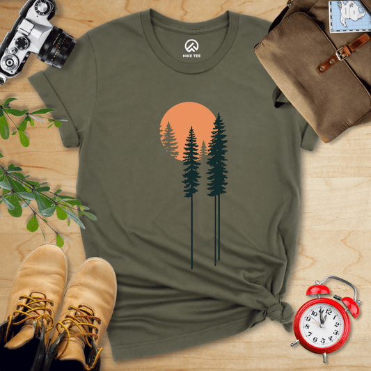 Hike Tee T-Shirt Military Green / S Trees and Moon Shirt
