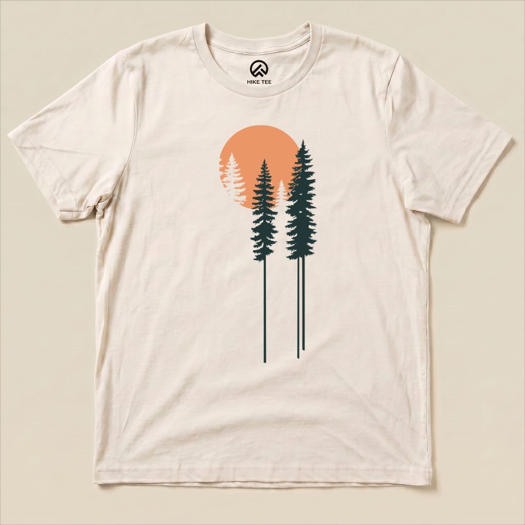 Trees and Moon Shirt Hike Tee T-Shirt Natural / S