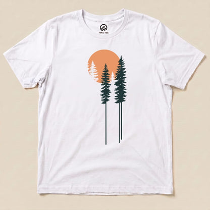 Trees and Moon Shirt Hike Tee T-Shirt White / S