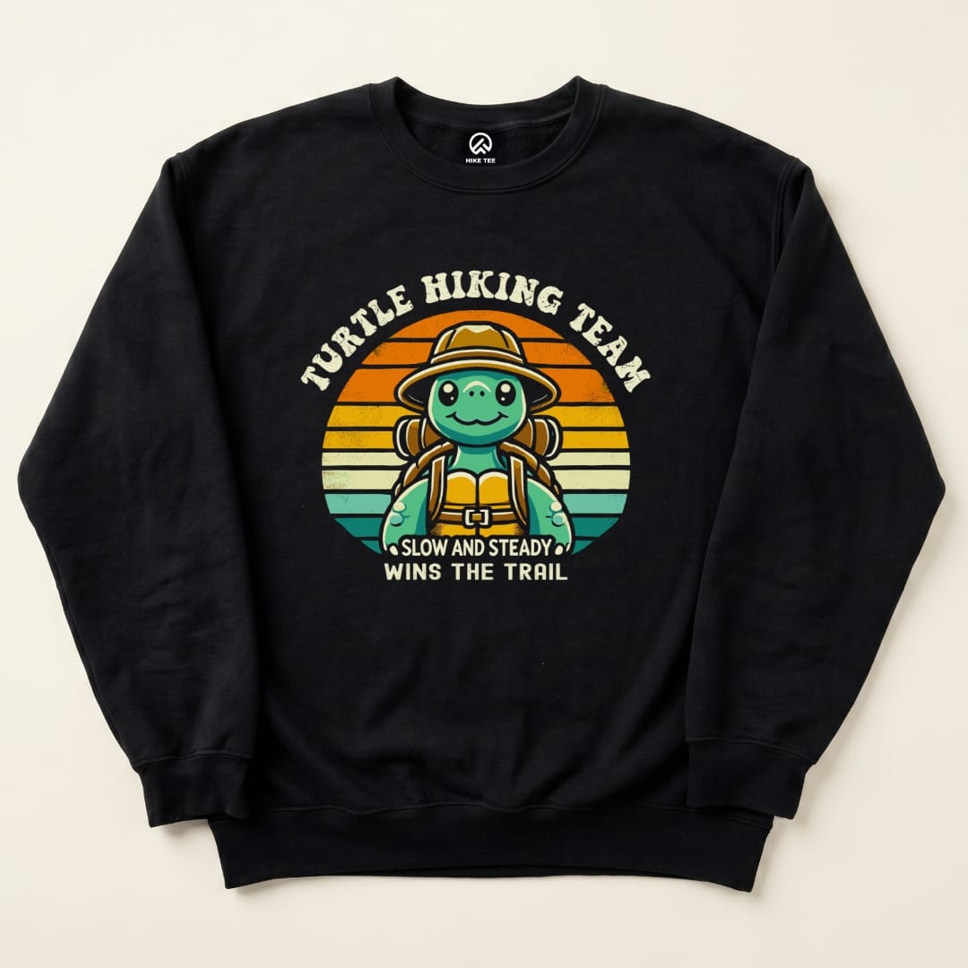 Turtle Hiking Team Sweatshirt Hike Tee Sweatshirt Black / S