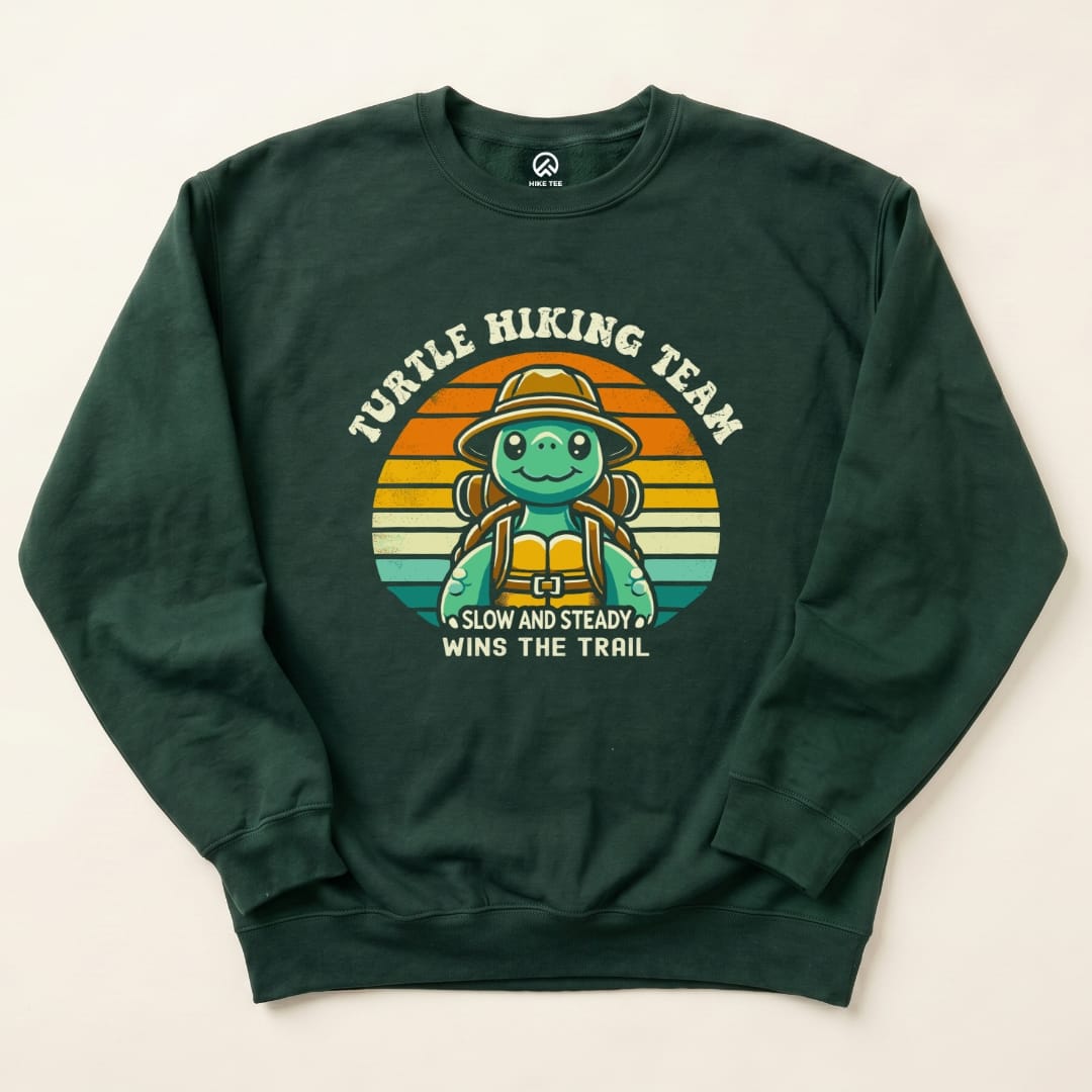 Turtle Hiking Team Sweatshirt Hike Tee Sweatshirt Forest Green / S