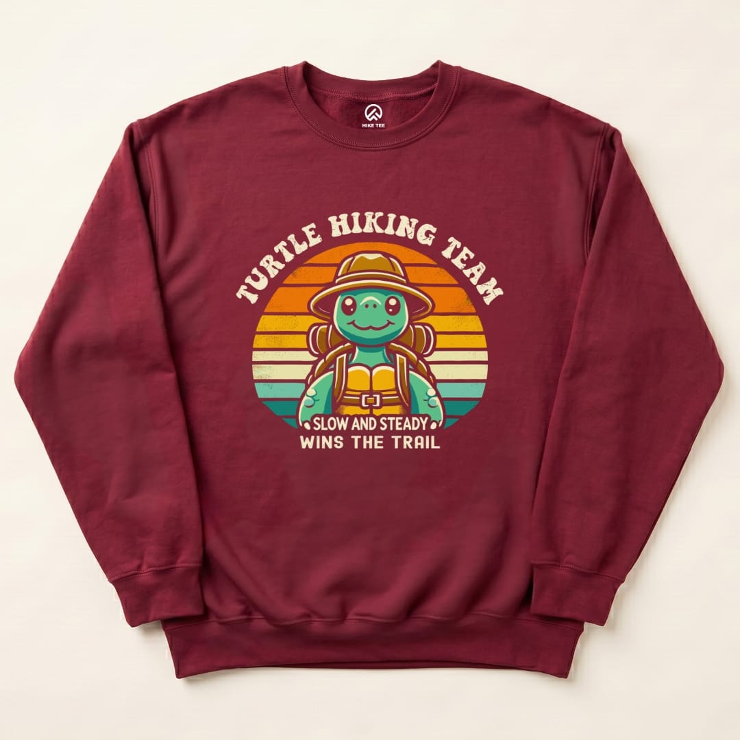 Turtle Hiking Team Sweatshirt Hike Tee Sweatshirt Maroon / S