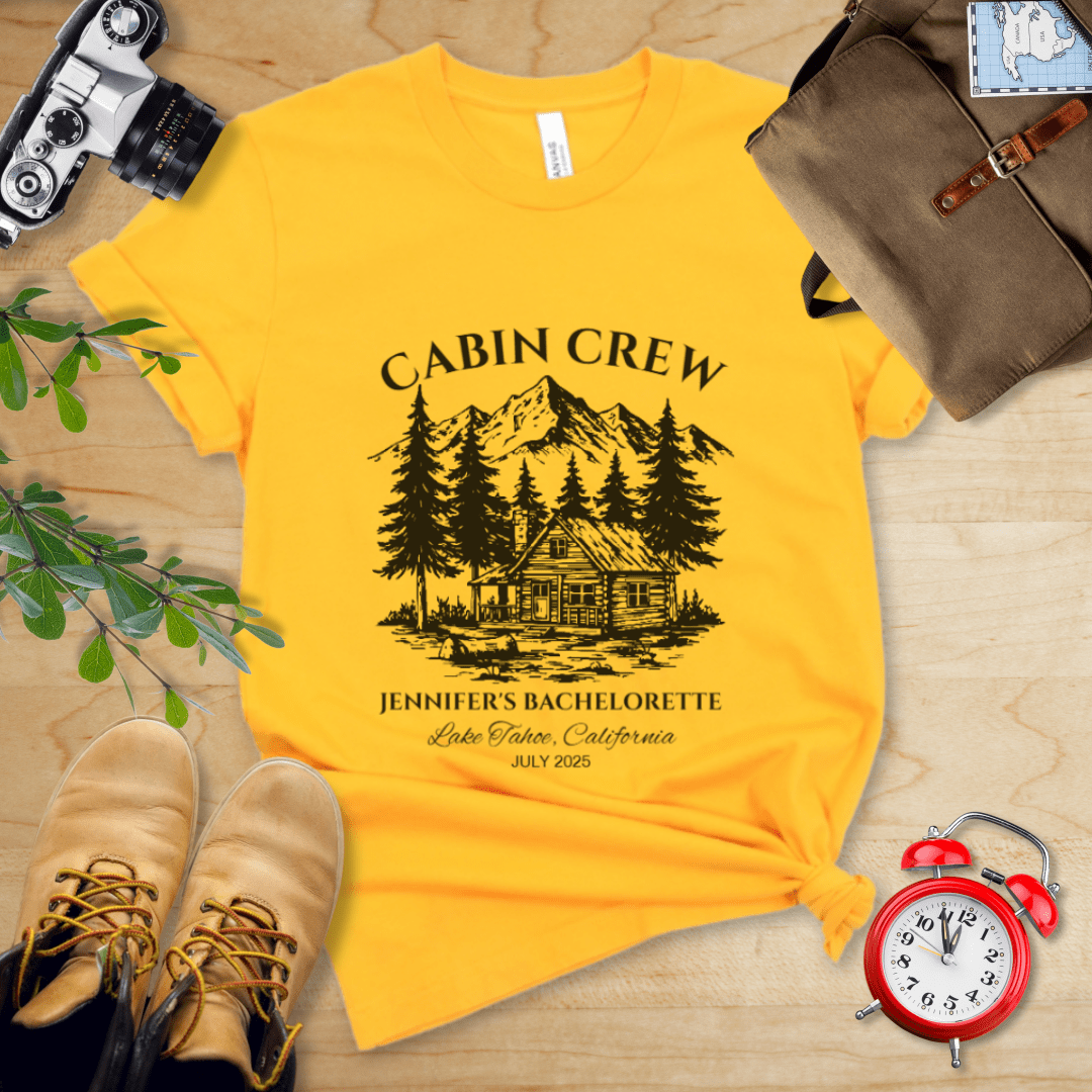AnywherePOD T-Shirt Gold / S Vintage Hiking Bachelorette Party Shirt with Personalization
