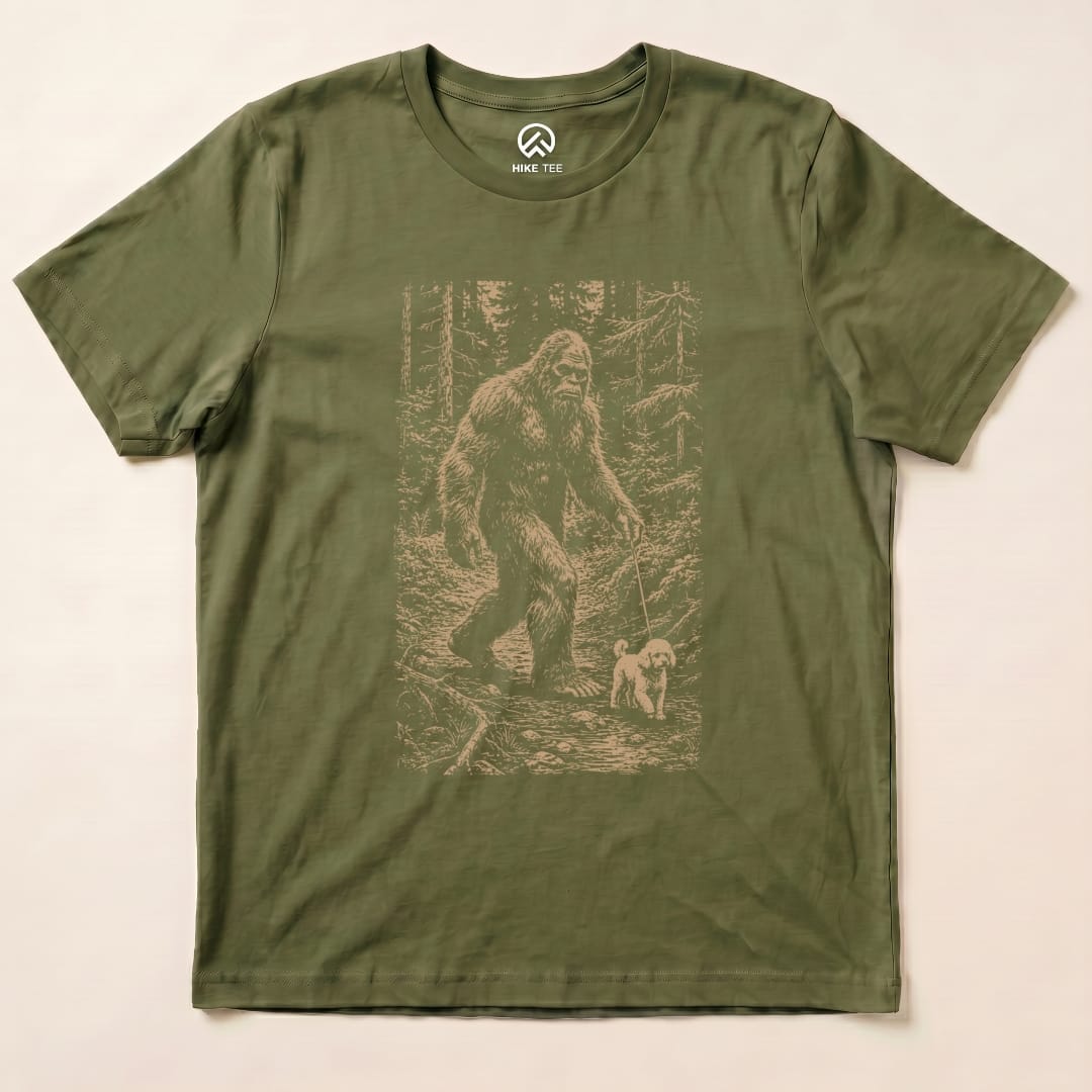 Walking the Dog Shirt Hike Tee T-Shirt Military Green / S