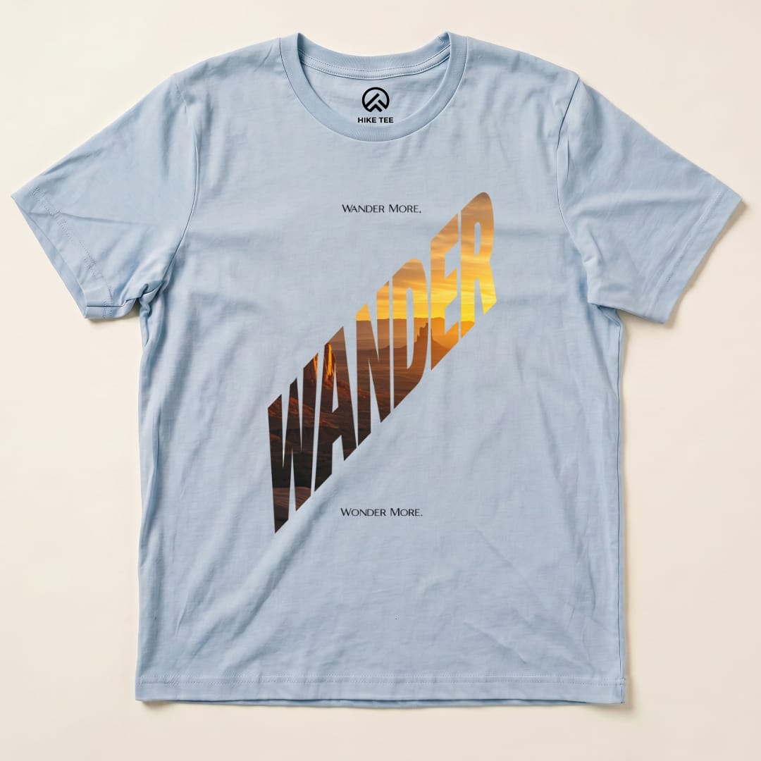 Wander More Shirt Hike Tee T-Shirt Baby Blue / S