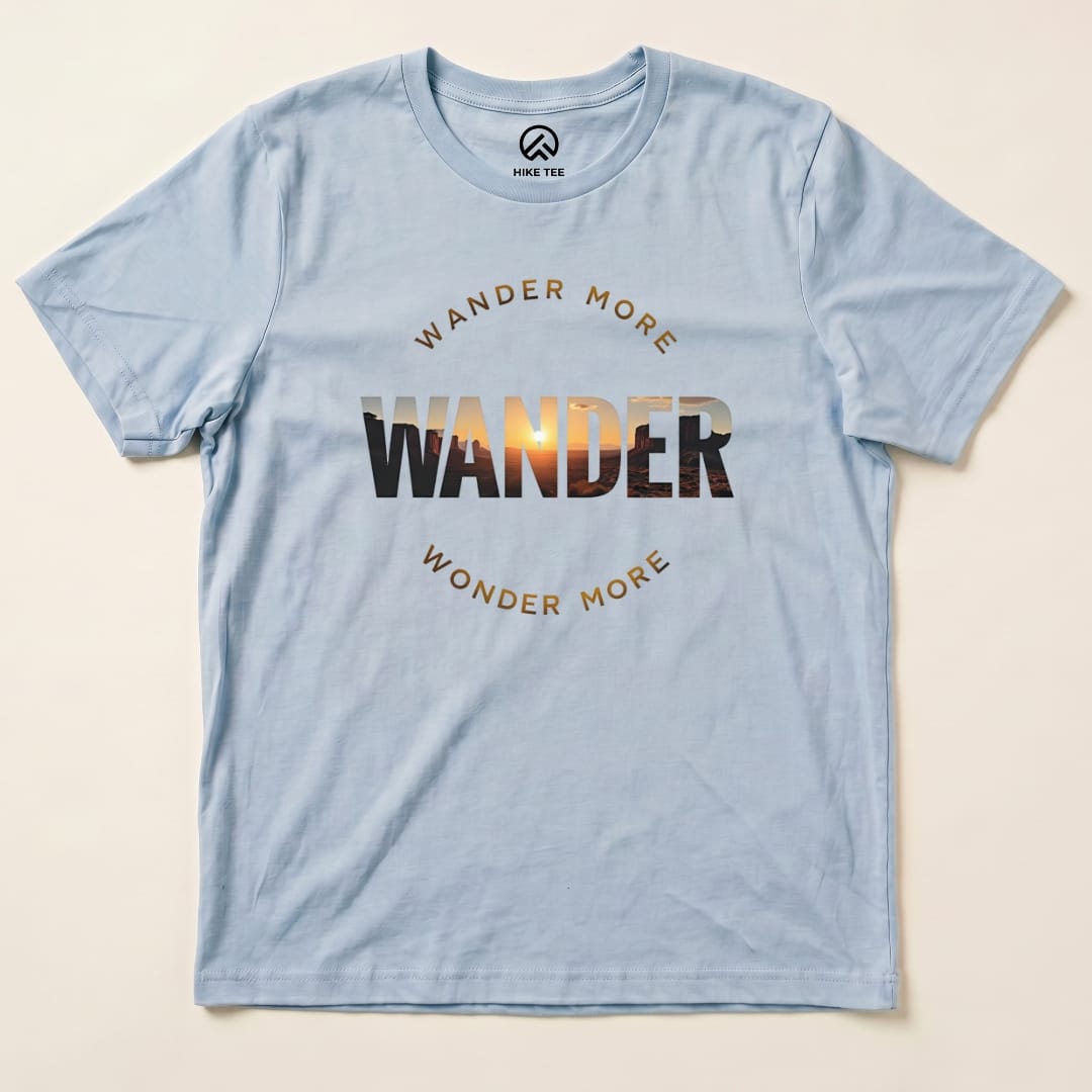 Wander More Shirt Hike Tee T-Shirt Baby Blue / S