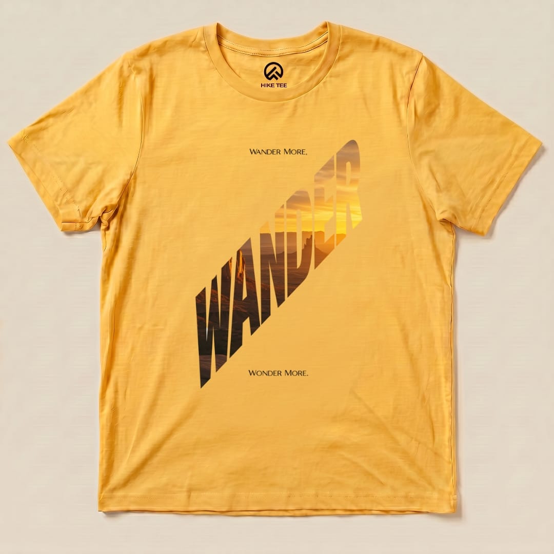 Wander More Shirt Hike Tee T-Shirt Gold / S