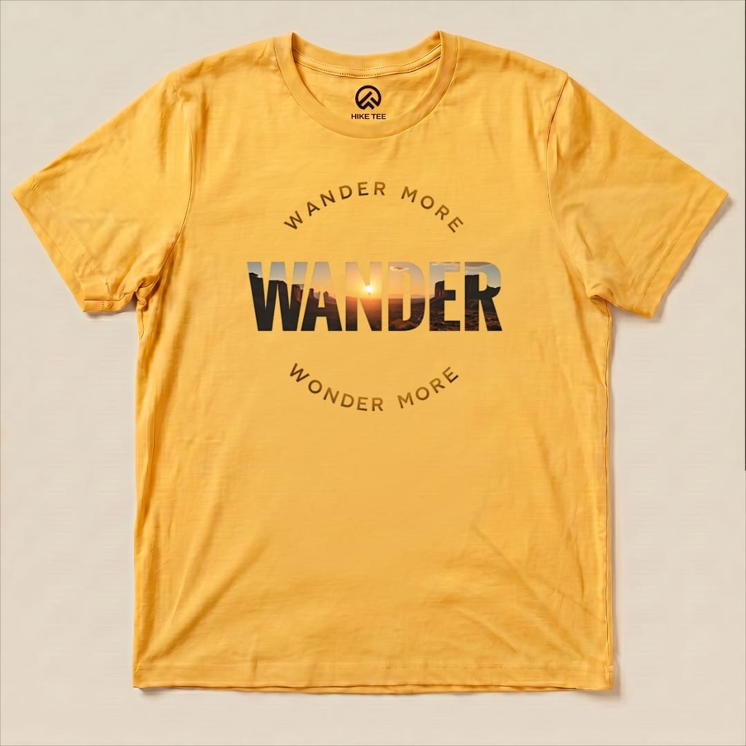 Wander More Shirt Hike Tee T-Shirt Gold / S