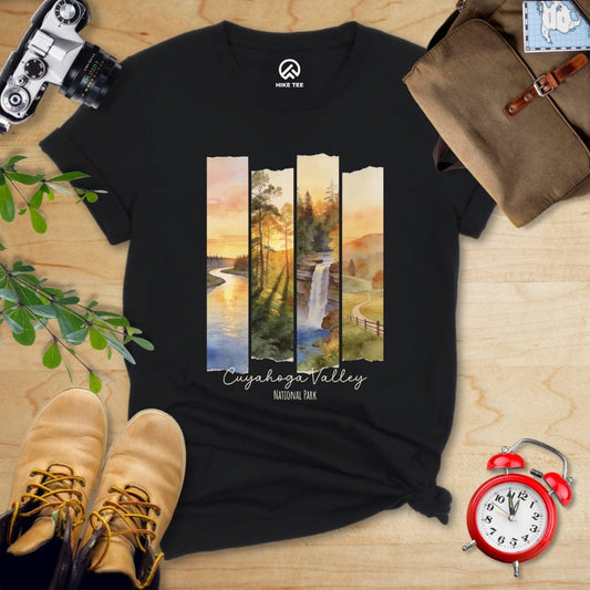 Hike Tee T-Shirt Black / S Watercolor Cuyahoga Valley National Park Shirt