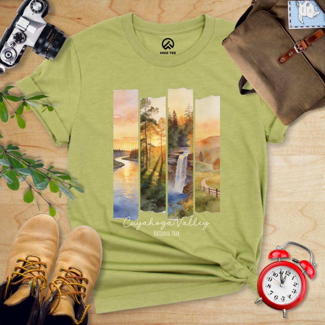 Hike Tee T-Shirt Heather Green / S Watercolor Cuyahoga Valley National Park Shirt