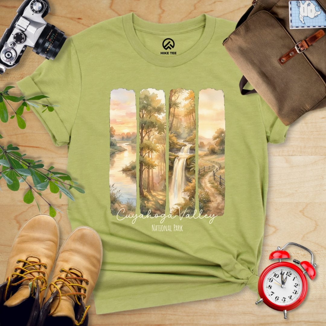 Hike Tee T-Shirt Heather Green / S Watercolor Cuyahoga Valley National Park Shirt