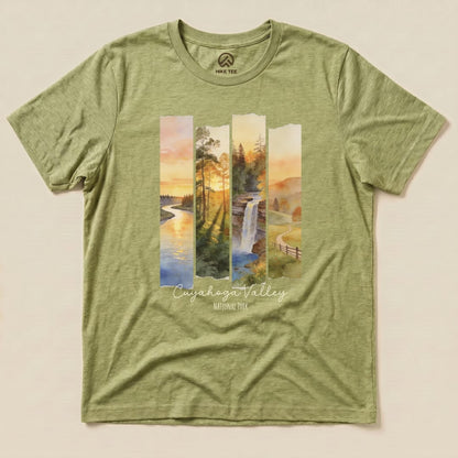 Hike Tee T-Shirt Heather Green / S Watercolor Cuyahoga Valley National Park Shirt