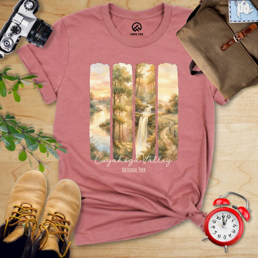 Hike Tee T-Shirt Heather Mauve / S Watercolor Cuyahoga Valley National Park Shirt