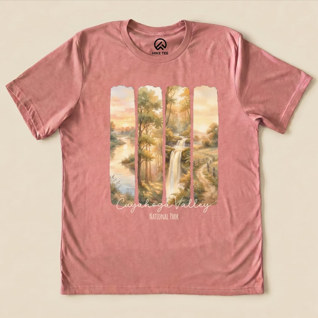 Hike Tee T-Shirt Heather Mauve / S Watercolor Cuyahoga Valley National Park Shirt