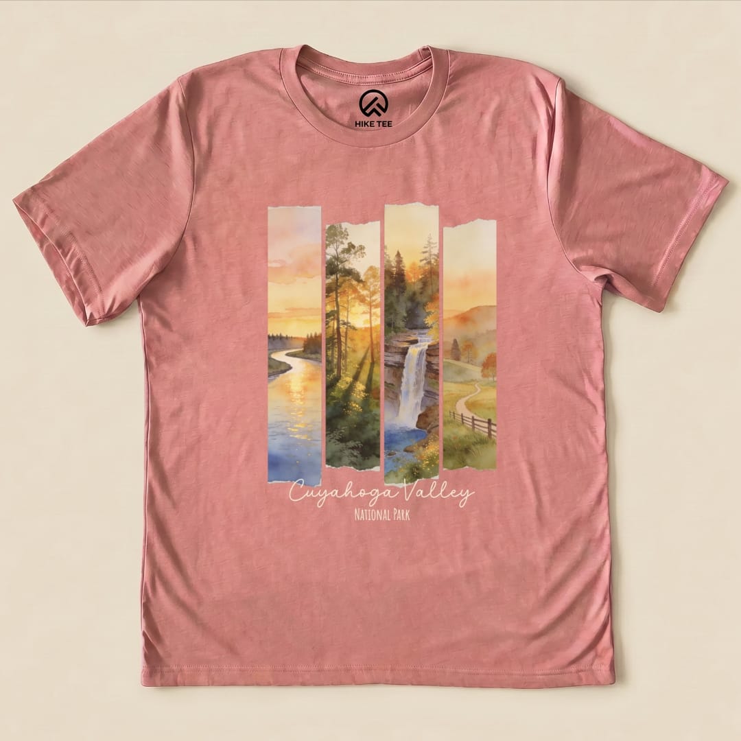 Hike Tee T-Shirt Heather Mauve / S Watercolor Cuyahoga Valley National Park Shirt