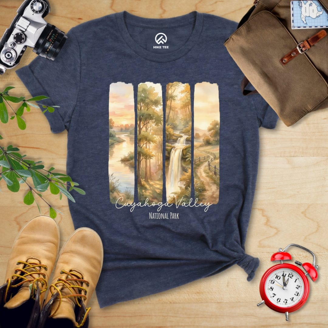 Hike Tee T-Shirt Heather Navy / S Watercolor Cuyahoga Valley National Park Shirt