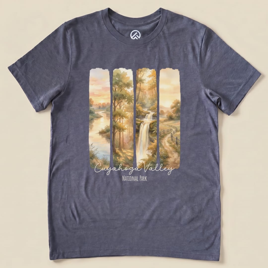 Hike Tee T-Shirt Heather Navy / S Watercolor Cuyahoga Valley National Park Shirt