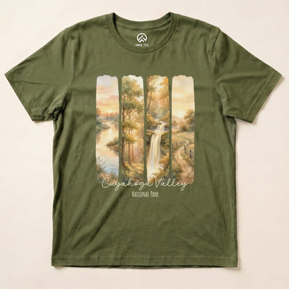 Hike Tee T-Shirt Military Green / S Watercolor Cuyahoga Valley National Park Shirt