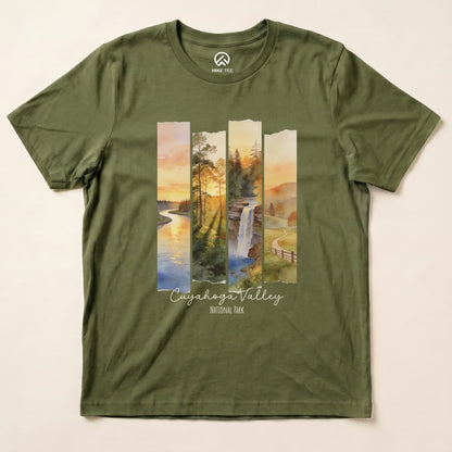Hike Tee T-Shirt Military Green / S Watercolor Cuyahoga Valley National Park Shirt