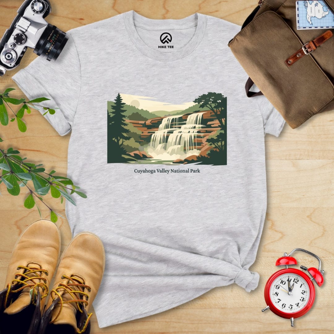 Hike Tee T-Shirt Athletic Heather / S Waterfall Cuyahoga Valley National Park Shirt