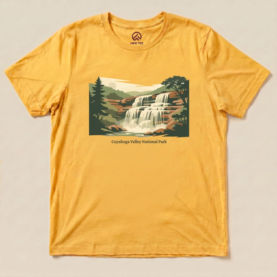 Hike Tee T-Shirt Gold / S Waterfall Cuyahoga Valley National Park Shirt