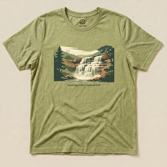 Hike Tee T-Shirt Heather Green / S Waterfall Cuyahoga Valley National Park Shirt