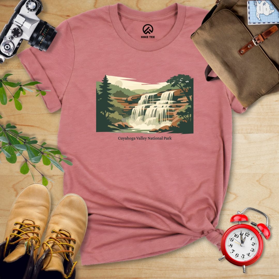 Hike Tee T-Shirt Heather Mauve / S Waterfall Cuyahoga Valley National Park Shirt