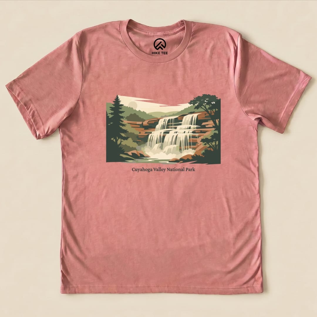 Hike Tee T-Shirt Heather Mauve / S Waterfall Cuyahoga Valley National Park Shirt