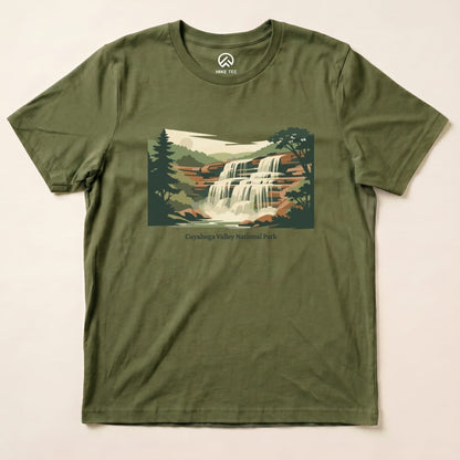 Hike Tee T-Shirt Military Green / S Waterfall Cuyahoga Valley National Park Shirt