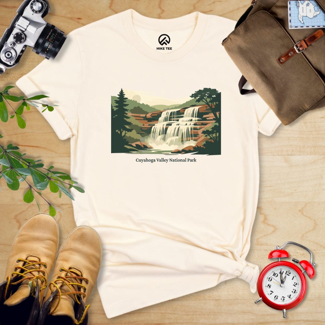 Hike Tee T-Shirt Natural / S Waterfall Cuyahoga Valley National Park Shirt
