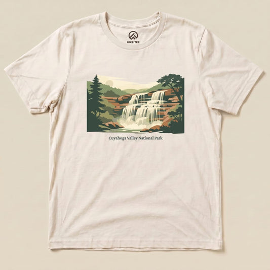 Hike Tee T-Shirt Natural / S Waterfall Cuyahoga Valley National Park Shirt