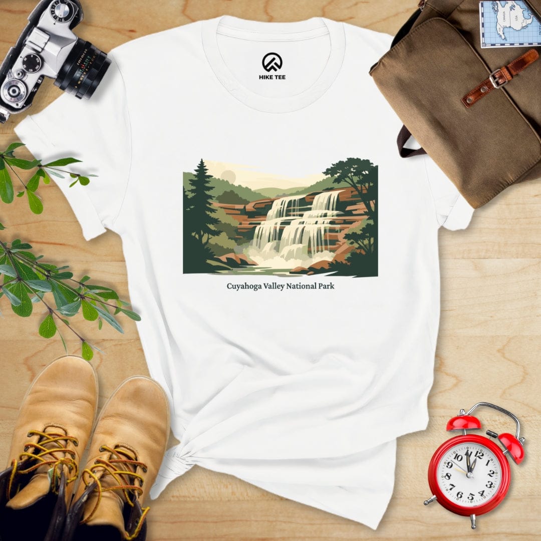 Hike Tee T-Shirt White / S Waterfall Cuyahoga Valley National Park Shirt