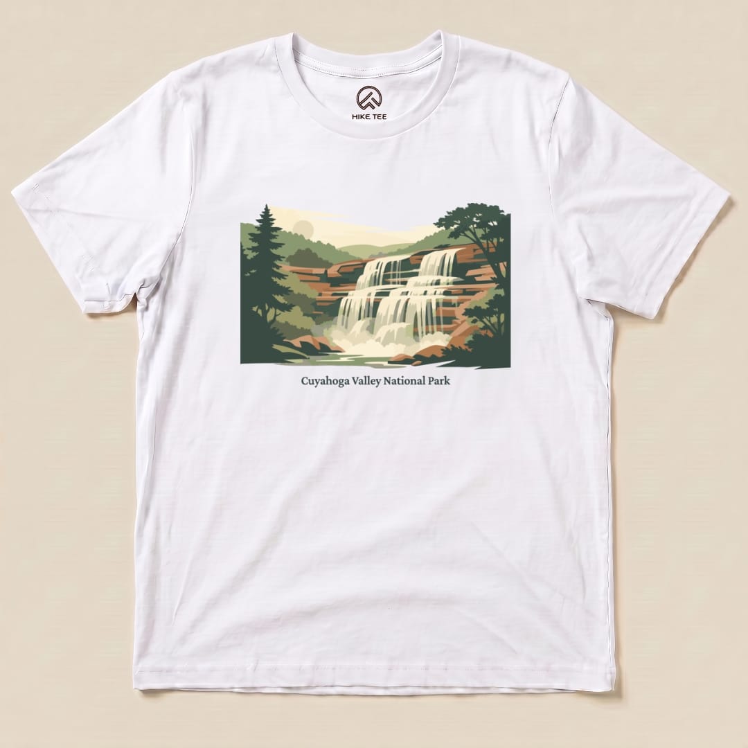 Hike Tee T-Shirt White / S Waterfall Cuyahoga Valley National Park Shirt