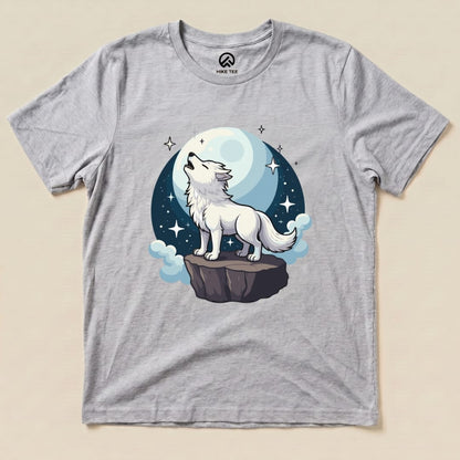 White Wolf With Moon Shirt Hike Tee T-Shirt Athletic Heather / S