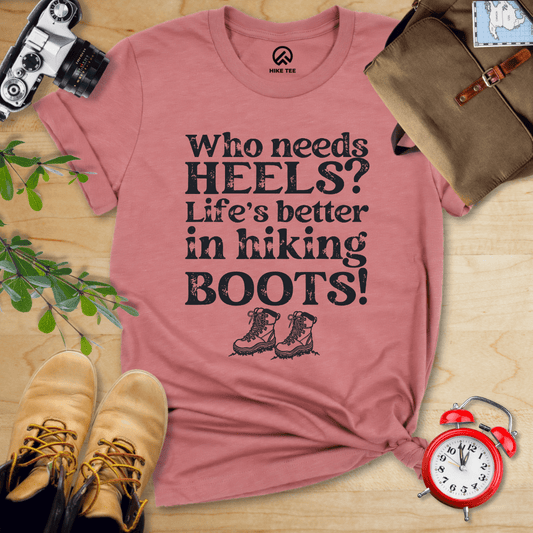 Hike Tee T-Shirt Heather Mauve / S Who Needs Heel? Shirt